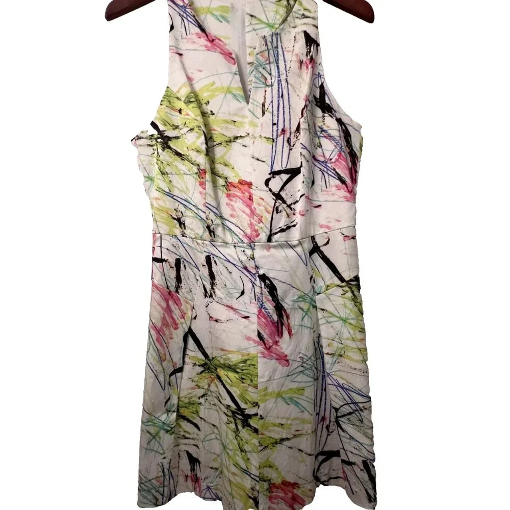 Milly Dress 12 Scribble-Print Racerback Knee Length - Picture 1 of 10